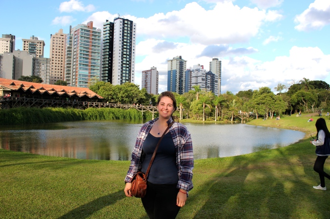 In the Jardim Botânico with part of the skyline in the background.